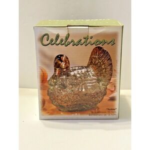 Vtg Celebrations THANKSGIVING Green Class TURKEY 5" Covered Candy Sculpture Fall